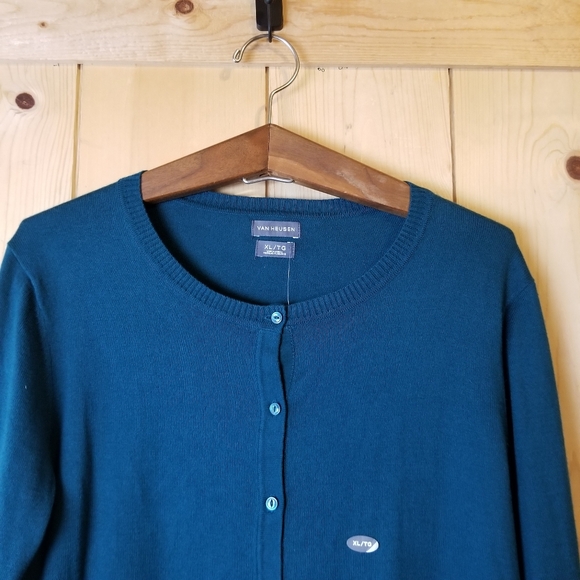 Van Heusen Cotton 3/4 Length Sleeve Button Up Cardigan Sweater NWT - Picture 2 of 13